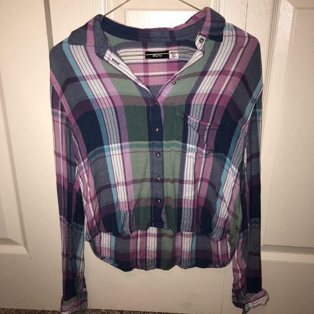Plaid long sleeve top